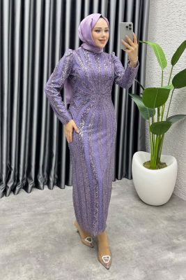 Afitap Tasarım Kalem Abiye 8038 Lila - 3