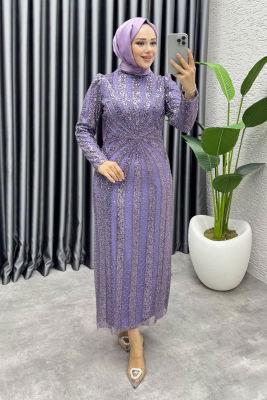 Afitap Tasarım Kalem Abiye 8038 Lila - 1