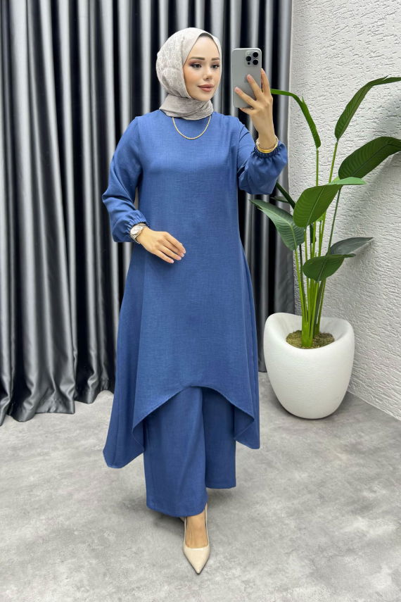 https://cdn.kalemenmoda.com/basak-keten-ikili-takim-1983-indigo-kombin-kombin-1451-43-O.jpg - Afra Keten İkili Takım 1983 İndigo - FON