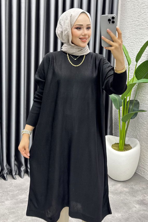 Basic Salaş Triko Tunik 2096 Siyah - UZ (1)