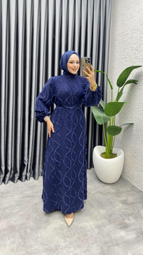 https://www.kalemenmoda.com/bella-puskullu-elbise-6223-laci-elbise-elbise-894-26-O.jpg --- Bella Püsküllü Elbise 6223 Laci - 3