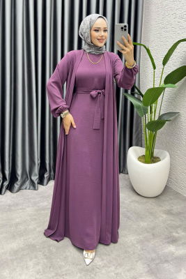 Betül İkili Abaya Elbise Takım 24686 Lila - 1