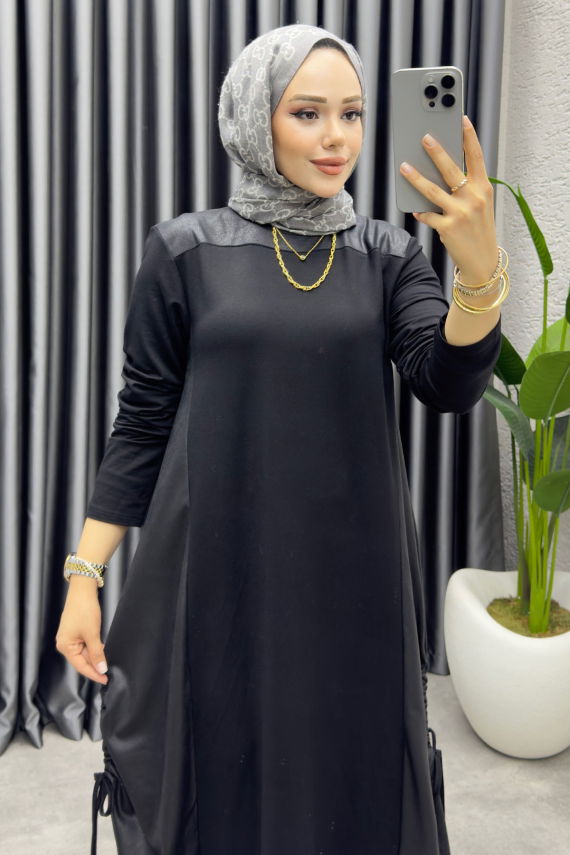 Deri Lak Elbise 1006 Siyah - UZ (1)