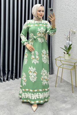 Desenli Viskon Elbise 1997 Mint - 1