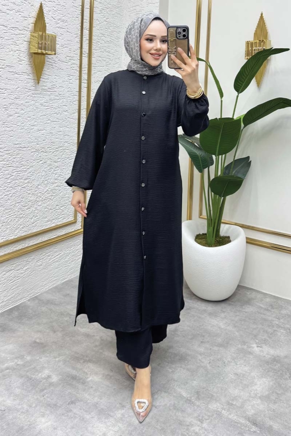 https://www.kalemenmoda.com/dugme-detayli-yandan-yirtmacli-ikili-takim-6010-siyah-kombin-kombin-512-18-O.jpg --- Düğme Detaylı Yandan Yırtmaçlı İkili Takım 6010 Siyah - 3