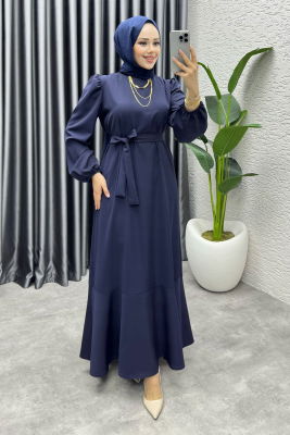 Eteği Volanlı Krep Elbise 1002 Laci - 1