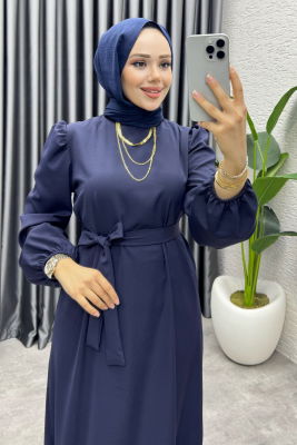 Eteği Volanlı Krep Elbise 1002 Laci - 2
