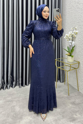 Gülçe Eteği Volanlı Payet Elbise 6651 Laci - 1