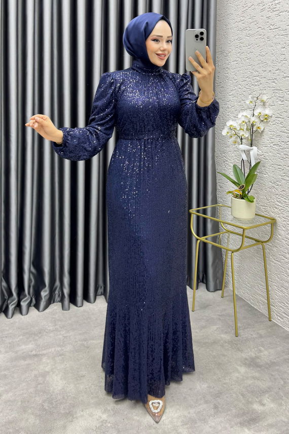 Gülçe Eteği Volanlı Payet Elbise 6651 Laci - YGS (1)