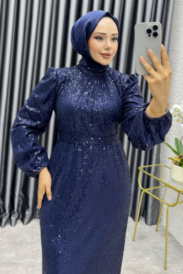 Gülçe Eteği Volanlı Payet Elbise 6651 Laci - 3