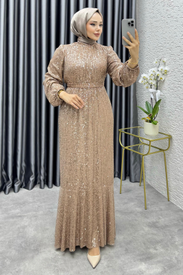Gülçe Eteği Volanlı Payet Elbise 6651 Vizyon - 1
