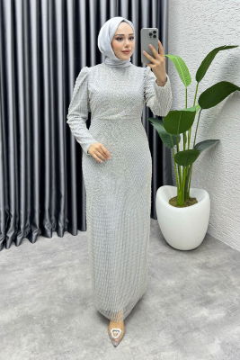 Feray Tasarım Kalem Abiye 8037 Gümüş - 1