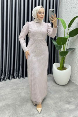 Feray Tasarım Kalem Abiye 8037 Pudra - 3