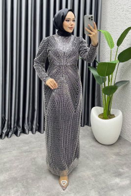 Feray Tasarım Kalem Abiye 8037 Siyah&Gümüş - 3