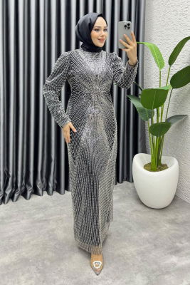 Feray Tasarım Kalem Abiye 8037 Siyah&Gümüş - 1