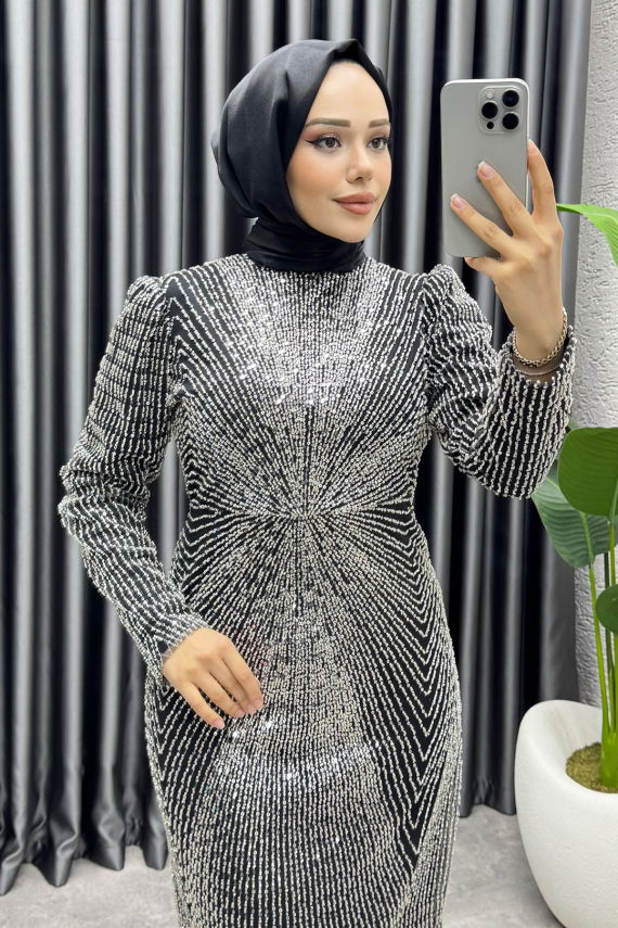 Feray Tasarım Kalem Abiye 8037 Siyah&Gümüş - YGS (1)