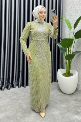 Feray Tasarım Kalem Abiye 8037 Yağ Yeşili - 1