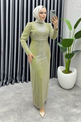 Feray Tasarım Kalem Abiye 8037 Yağ Yeşili - 3