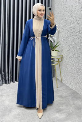 Garni Detaylı İkili Abaya Takım 6220 İndigo - 3