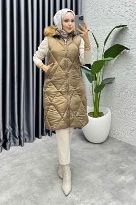  İkon Kapitone Şişme Yelek 4401 Kahve - 3