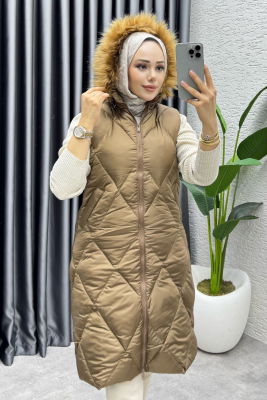  İkon Kapitone Şişme Yelek 4401 Kahve - 2