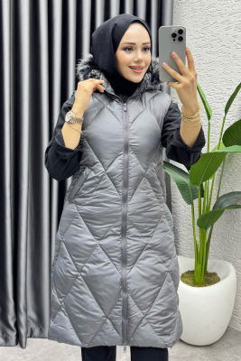 İkon Kapitone Şişme Yelek 4401 Gri - 2