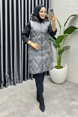 İkon Kapitone Şişme Yelek 4401 Gri - 1