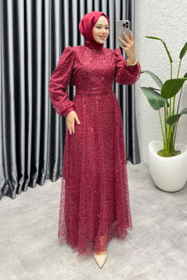 Maral Pullu Abiye 6653 Bordo - 3