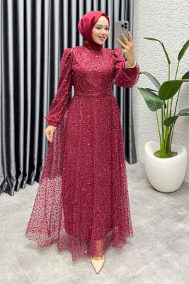Maral Pullu Abiye 6653 Bordo - 1