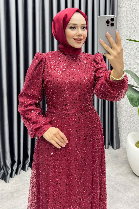 Maral Pullu Abiye 6653 Bordo - YGS (1)