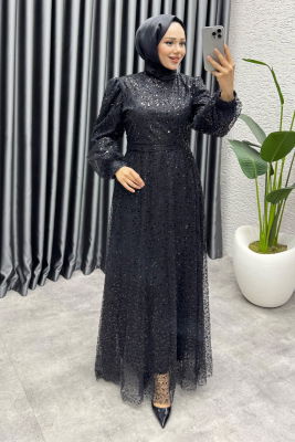 Maral Pullu Abiye 6653 Siyah - 1