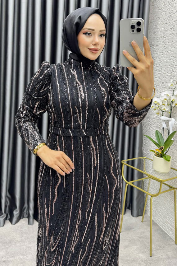 Maria Işıltılı Kalem Abiye 6644 Siyah - YGS (1)