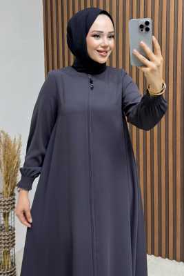 Mevlana Medine İpeği Ferace 1001 Antrasit - 2