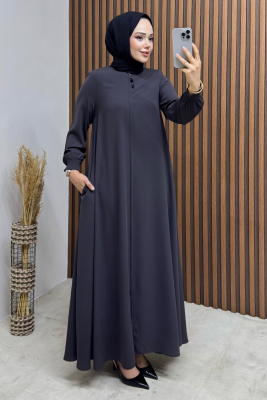 Mevlana Medine İpeği Ferace 1001 Antrasit - 1