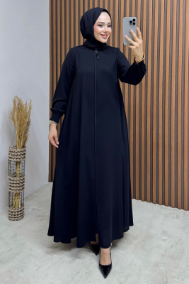 Mevlana Medine İpeği Ferace 1001 Siyah - 1