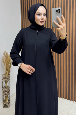 Mevlana Medine İpeği Ferace 1001 Siyah - 2