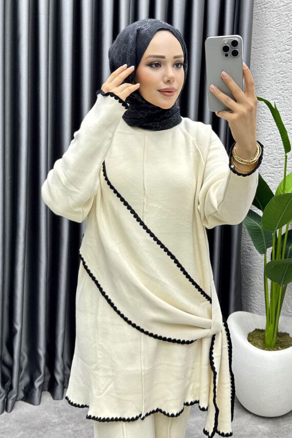 Nil Şal Detay Triko Takım 1206 Taş - MT (1)