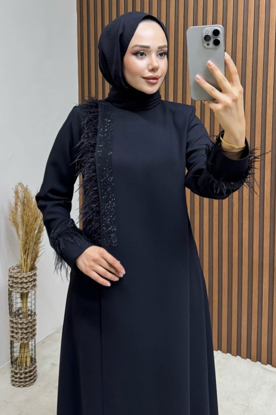 Otriş Detay Medine İpeği Ferace 2110 Siyah - END (1)