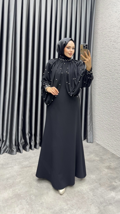 https://www.kalemenmoda.com/pera-inci-detayli-elbise-6633-siyah-elbise-elbise-938-26-O.jpg --- Pera İnci Detaylı Elbise 6633 Siyah - 1