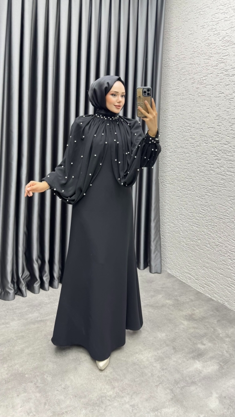 https://www.kalemenmoda.com/pera-inci-detayli-elbise-6633-siyah-elbise-elbise-940-26-O.jpg --- Pera İnci Detaylı Elbise 6633 Siyah - 2