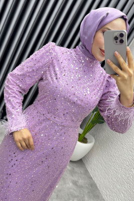  Sahra Otriş Detay Abiye 1004 Lila - 4