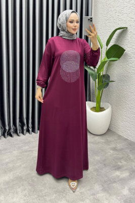 Sarnıç Elbise 3443 Bordo - 3