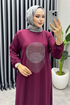 Sarnıç Elbise 3443 Bordo - 2