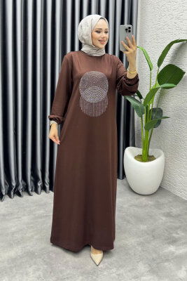 Sarnıç Elbise 3443 Kahve - 3