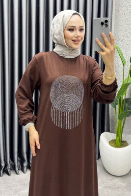 Sarnıç Elbise 3443 Kahve - 2