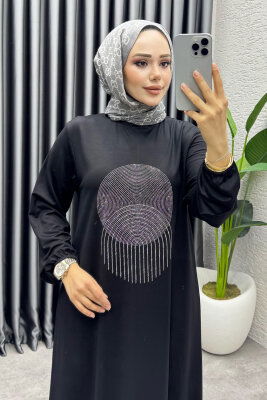 Sarnıç Elbise 3443 Siyah - 3