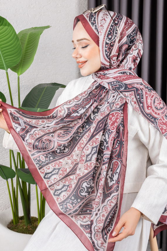 Sepya Soft Pamuklu Şal 7001 Bordo - TIN (1)