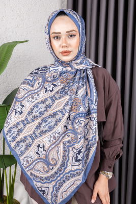 Sepya Soft Pamuklu Şal 7001 İndigo - 1