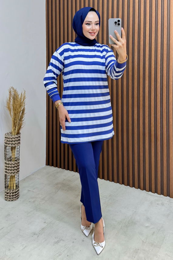 Şeritli Penye Tunik 4002 Laci - BO (1)
