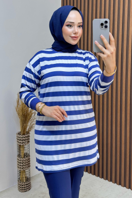 Şeritli Penye Tunik 4002 Laci - 3